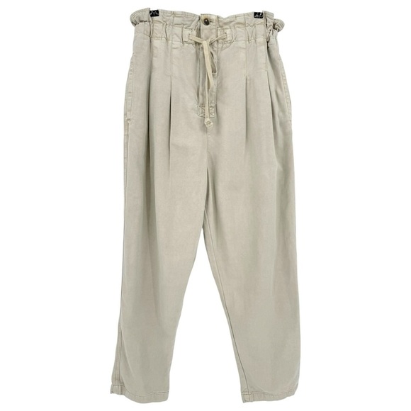Free People Margate Beige High Waist Pleated Trouser Pants Size M - Picture 3 of 13